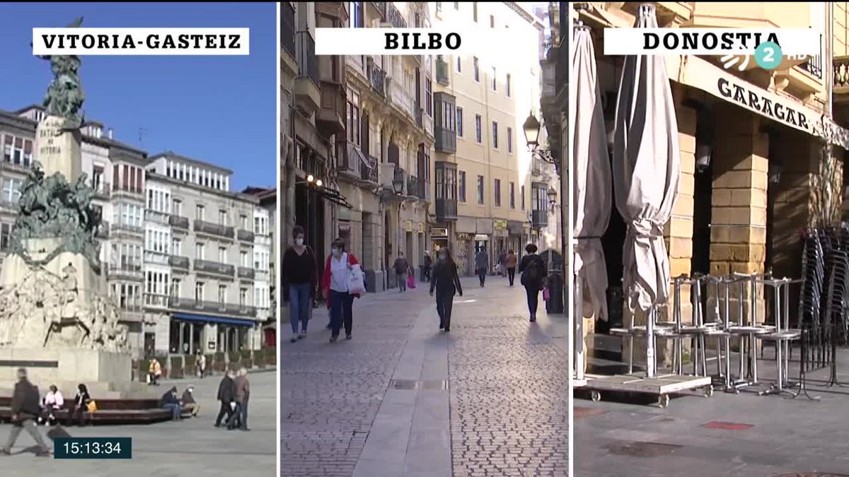 Ciudades vascas vacías. Imagen obtenida de un vídeo de ETB.