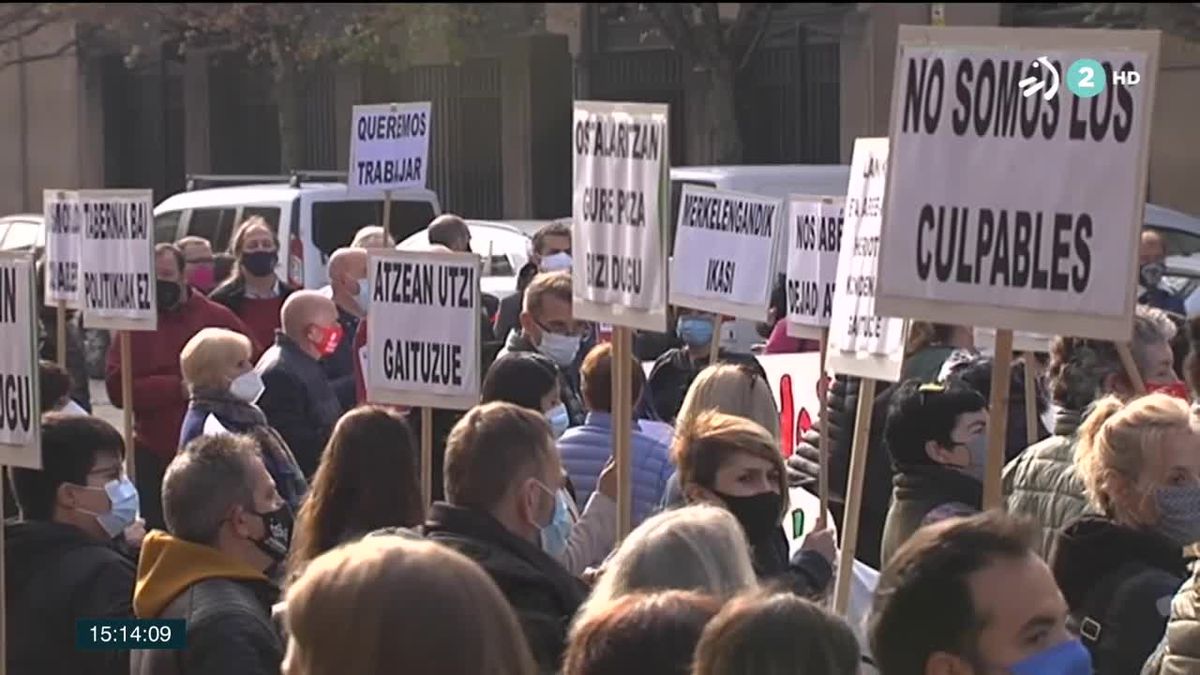 Protesta en Pamplona. Imagen obtenida de un vídeo de ETB.