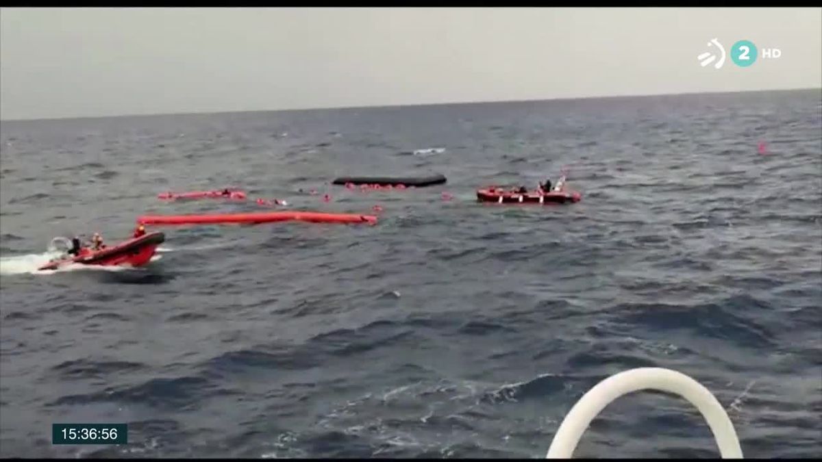 Naufragio en el Mediterráneo. Imagen obtenida de un vídeo de ETB.