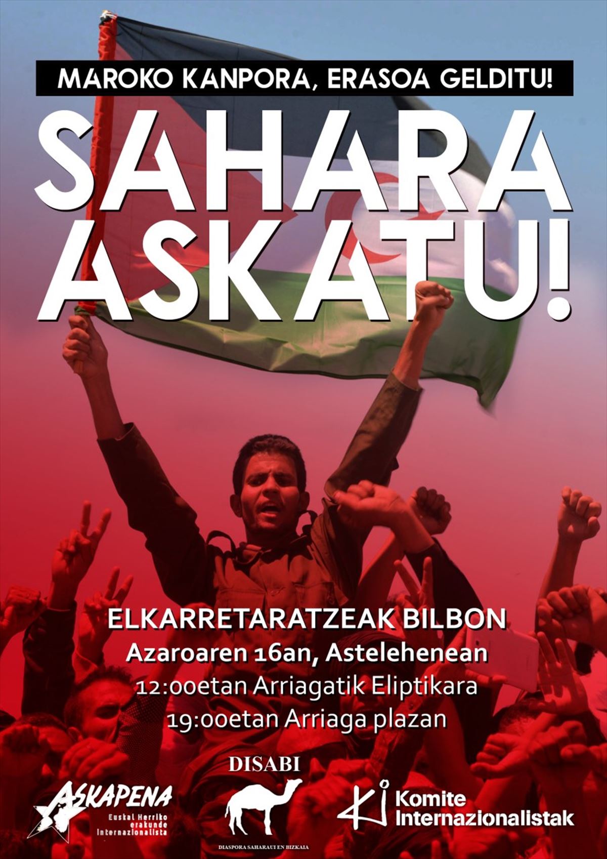 Cartel anunciador de la manifestación en solidaridad con el pueblo saharaui