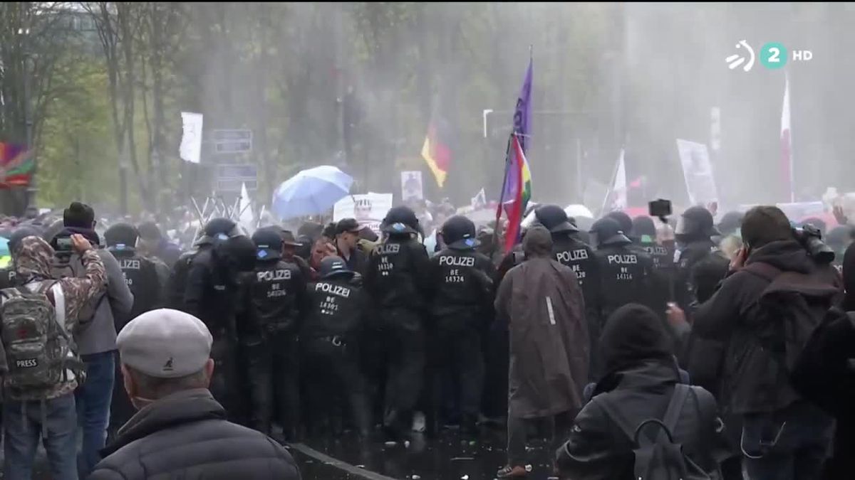 Protestas en Alemania. Imagen obtenida de un vídeo de ETB.