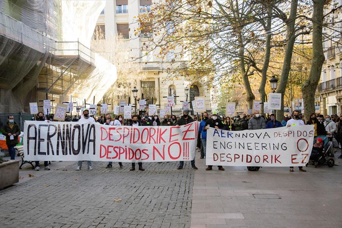Protesta de los trabajadores de Aernnova en Vitoria. Foto de archivo: EFE