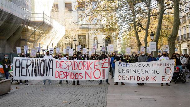 Protesta de los trabajadores de Aernnova en Vitoria. Foto de archivo: EFE