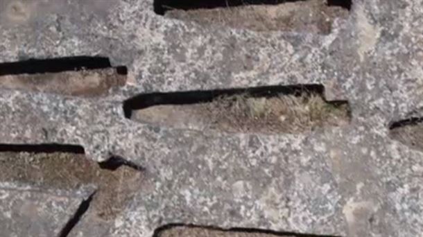 Vista parcial aérea de los enterramientos del periodo Alto Medieval en Labastida.