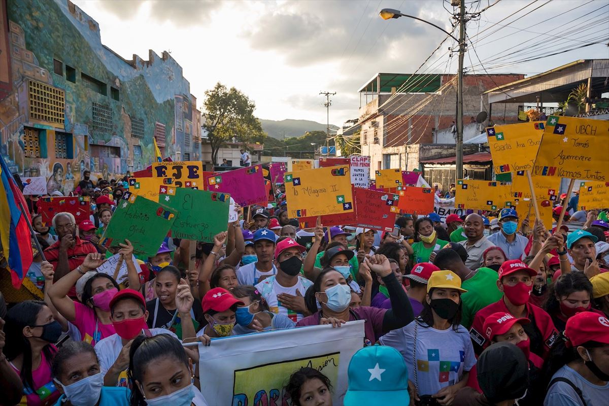 Un acto de campaña, este lunes, en Caracas.