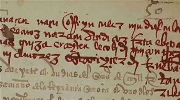Oñatiko artxiboan aukitutako XVI. mendeko poemaren argazkia                                         