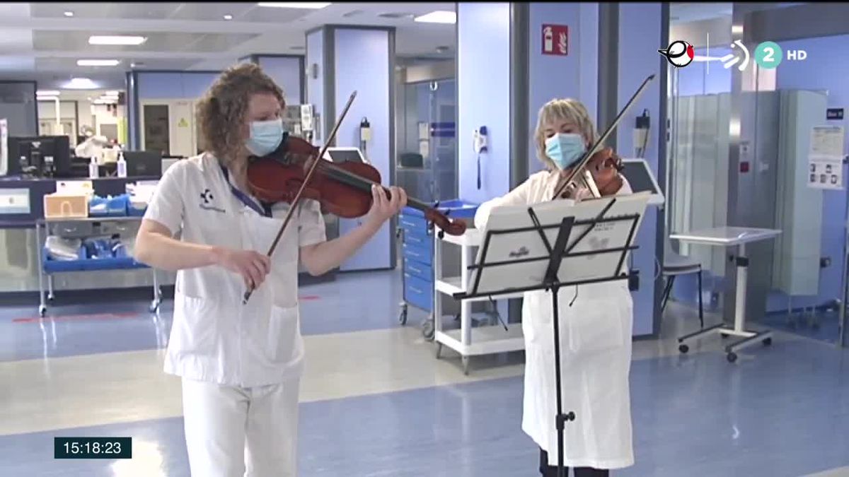 Concierto en el Hospital de Cruces. Imagen obtenida de un vídeo de ETB.