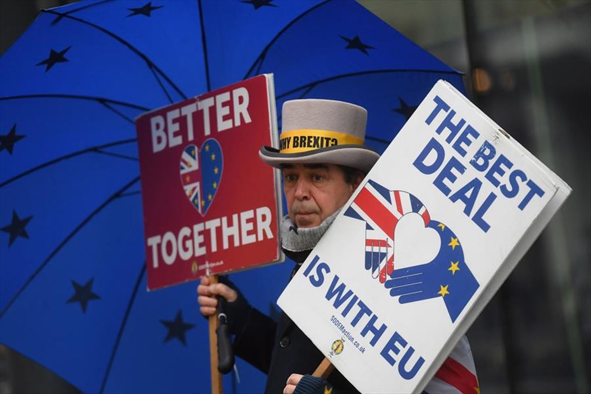 Protesta cotra el Brexit en Londres, la pasada semana. Foto: EFE