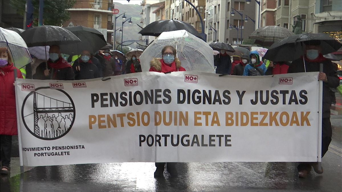 Manifestación de pensionistas en Portugalete.