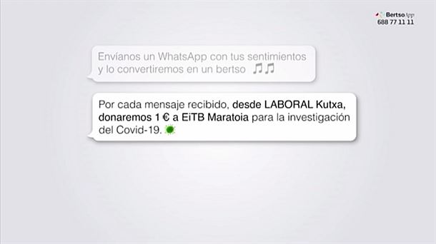 LABORAL Kutxa donará 1 euro a EITB Maratoia por cada mensaje de WhatsApp recibido