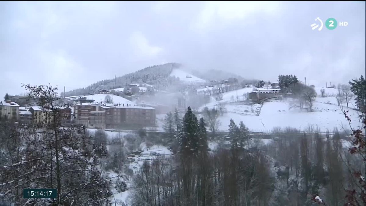 Nieve en Gipuzkoa. Imagen obtenida de un vídeo de EITB.