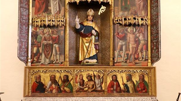 El retablo de San Blas, la joya renacentista del templo románico de Hueto Abajo