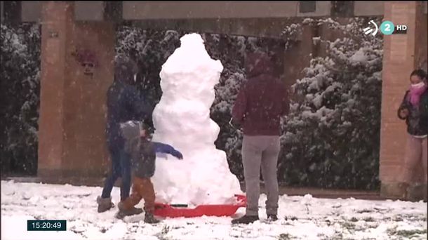 Nieve en Tudela. Imagen de un vídeo de EITB