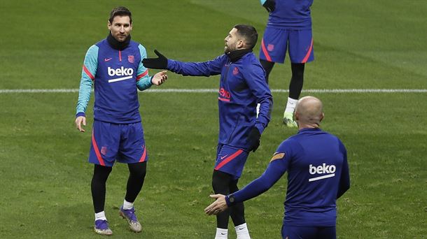 Messi en el entrenamiento del Barcelona