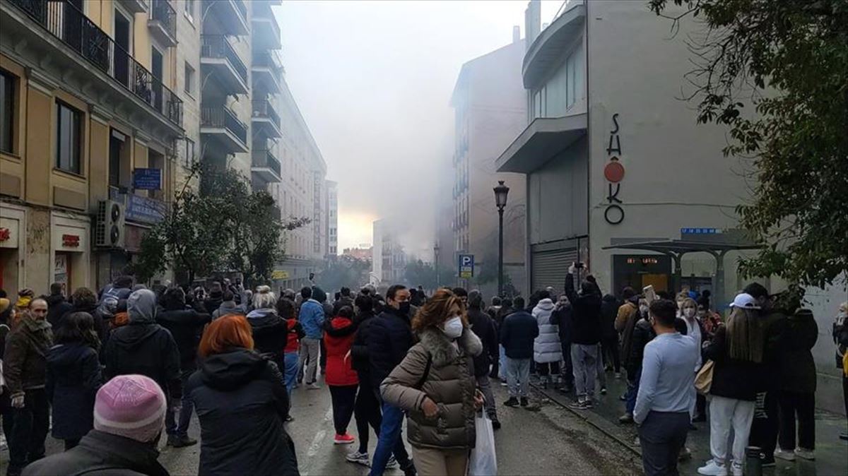 Lugar donde ha ocurrido la explosión en Madrid. Foto: Efe