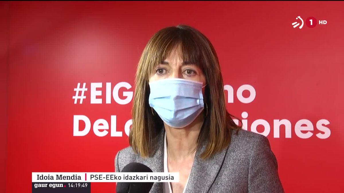 La secretaria general del PSE-EE, Idoia Mendia. Imagen obtenida de un vídeo de EiTB Media.