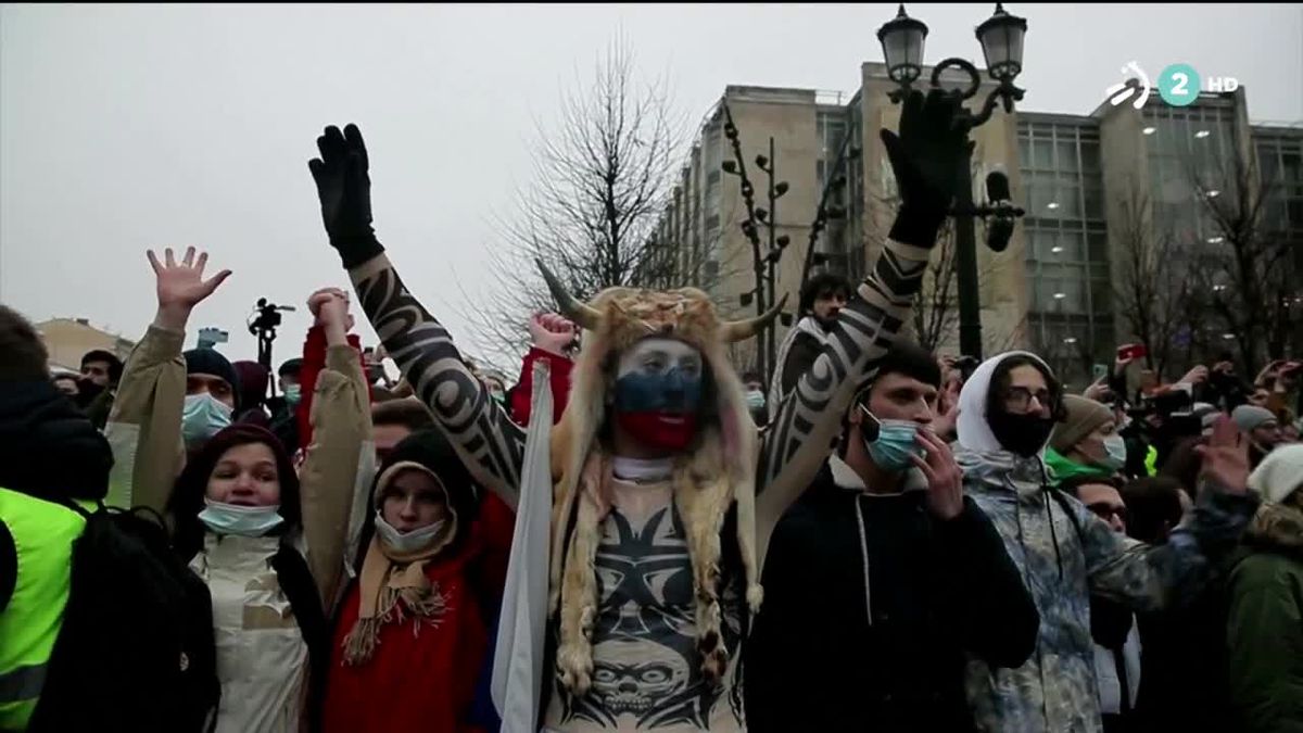 Manifestación en Moscú. Imagen de un vídeo de EITB Media