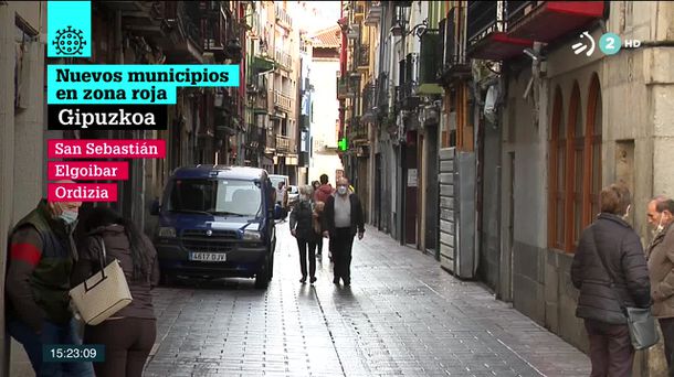 Municipios en rojo. Imagen obtenida de un vídeo de ETB.