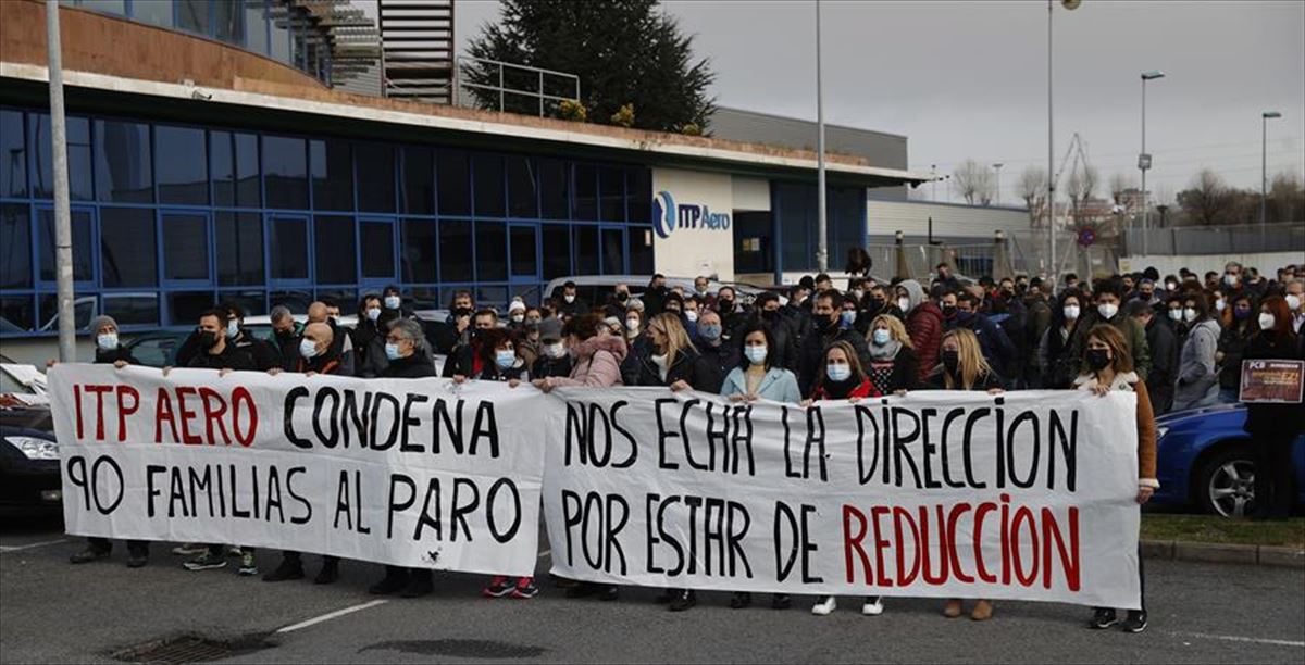 Protesta por los despidos en ITP Aero. FOto: Efe