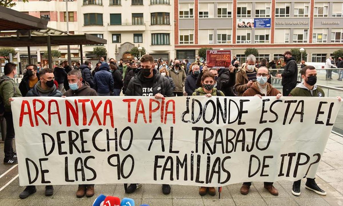 Protesta de los trabajadores de PCB en Bilbao. Foto: Efe