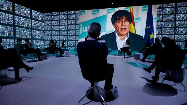 Puigdemont, en una comparecencia telemática. Foto: Efe