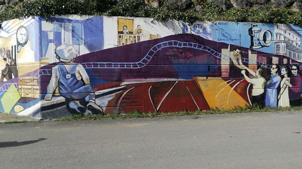 El trenico vuelve a Maeztu gracias al primer mural de  realidad aumentada de Euskadi 