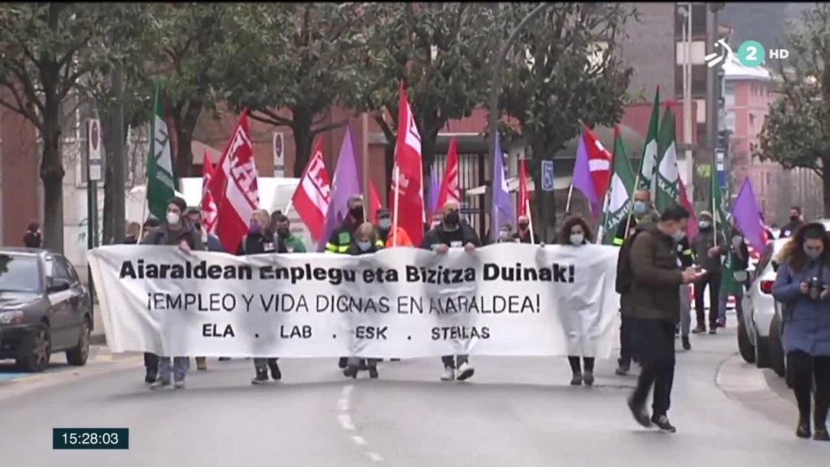 Manifestación en Llodio. Imagen obtenida de un vídeo de ETB.