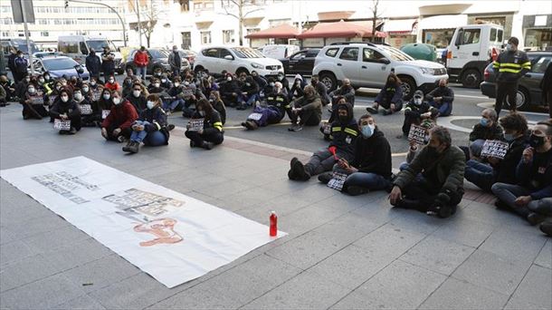 Protesta de los trabajadores de Tubacex, en Bilbao. Foto: Efe