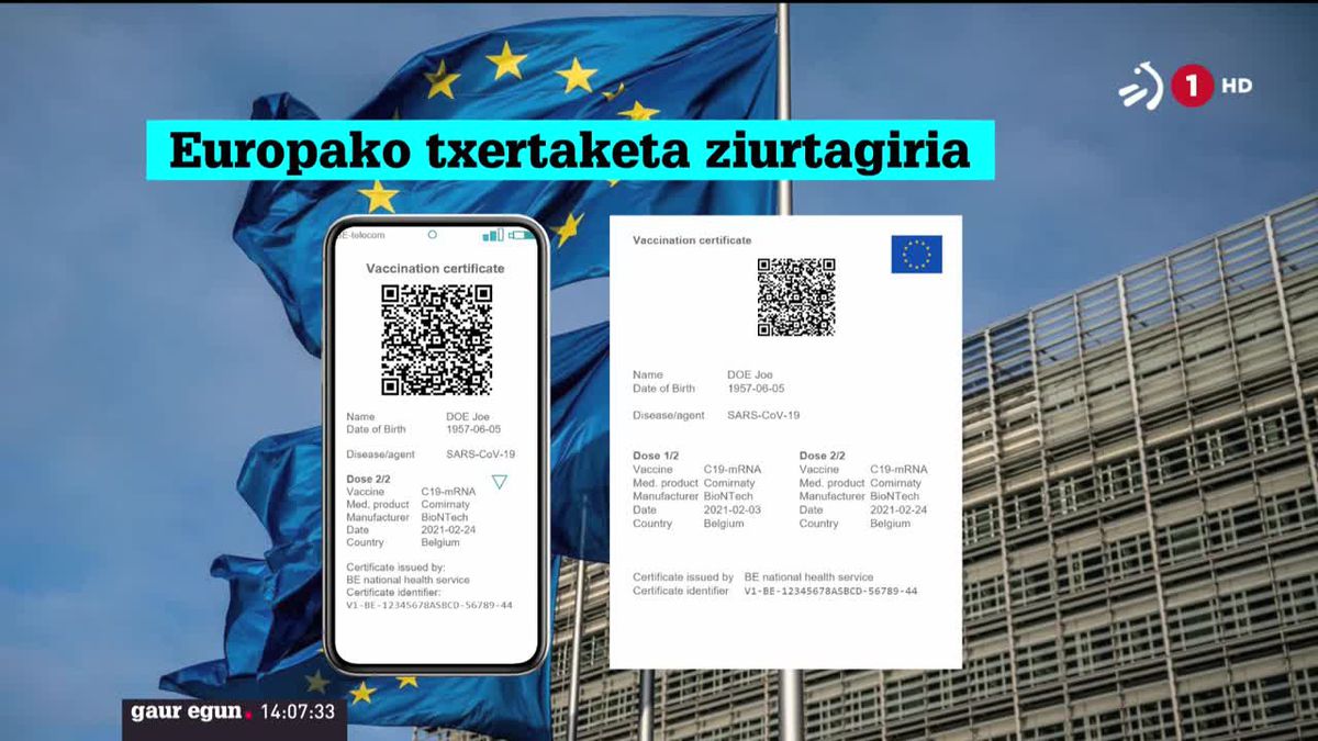 UE covid ziurtagiri digitala edo 'osasun pasaportea'.