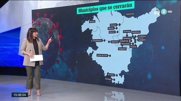 Municipios que se cerrarán. Imagen de un vídeo de EITB Media