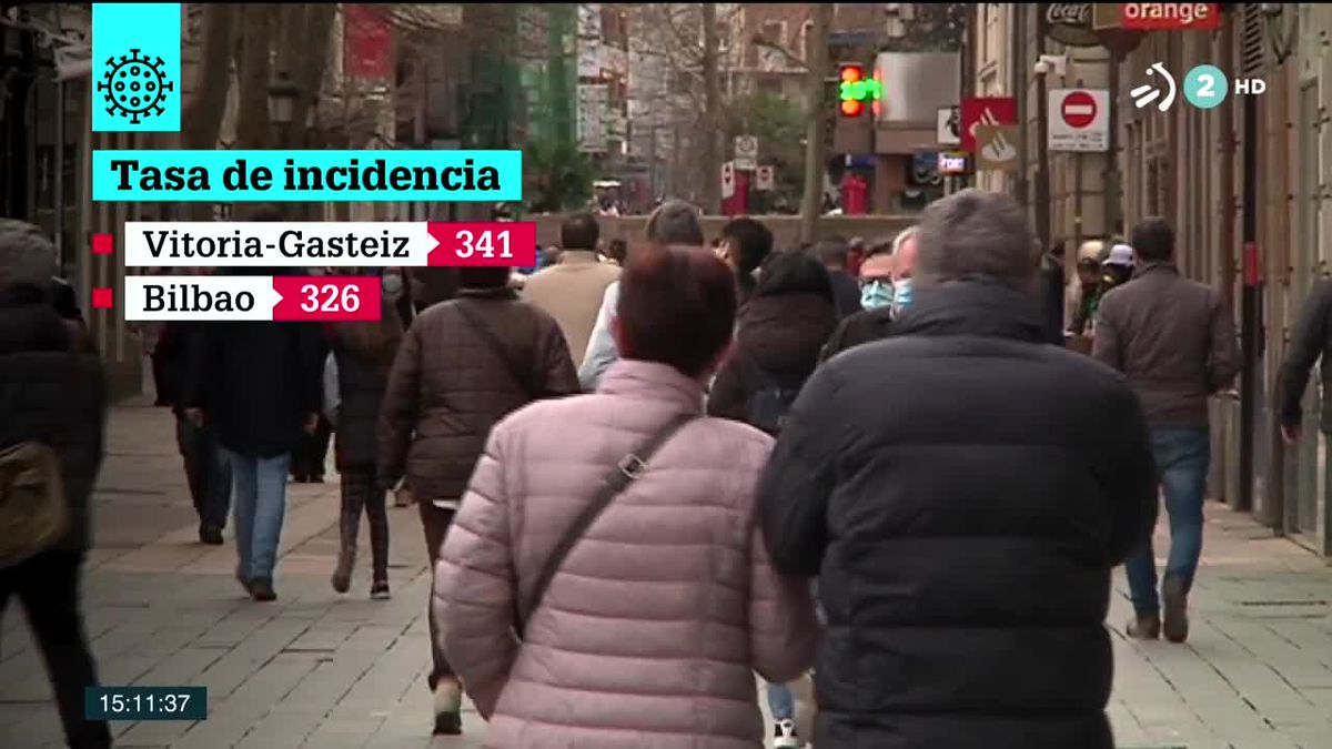 Tasa de incidencia en Bilbao y Vitoria-Gasteiz. Imagen de un vídeo de EITB Media