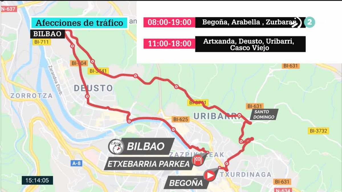 Afecciones al tráfico en Bilbao. Imagen obtenida de un vídeo de EITB Media.