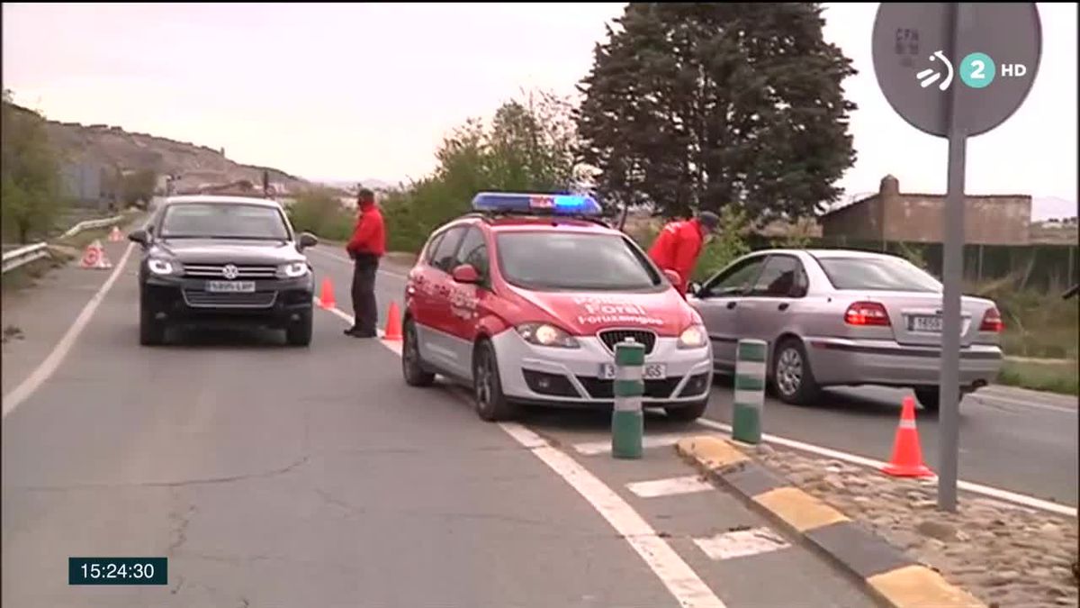 Control policial en Navarra. Imagen obtenida de un vídeo de EITB Media.