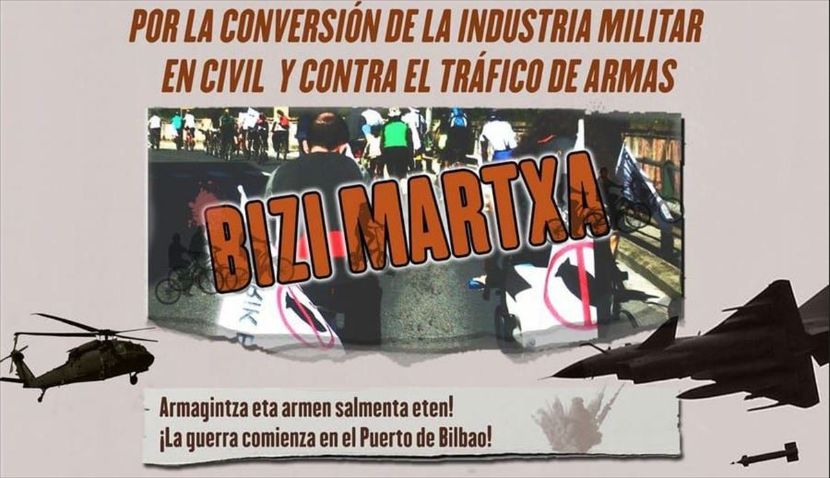 Cartel de la Marcha Ciclista contra la Guerra, el Gasto y la Industria Militar.