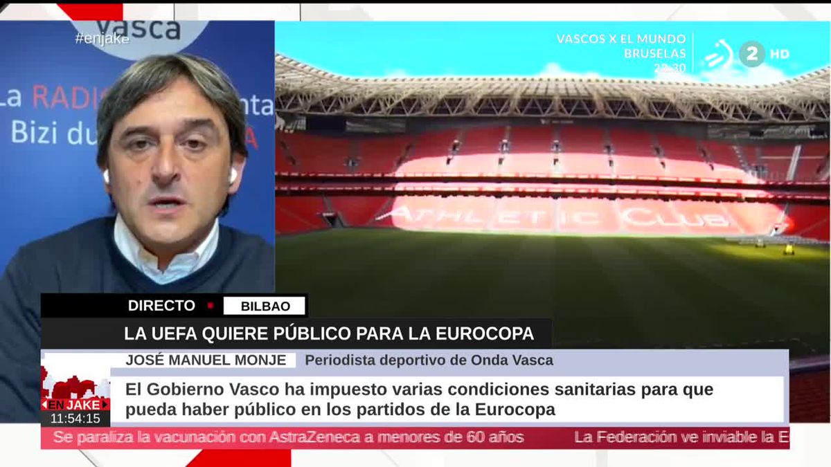 José Manuel Monje, periodista deportico de Onda Vasca. Imagen obtenida de un vídeo de EITB Media