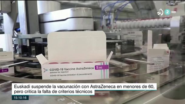 Vacuna de AstraZeneca. Imagen obtenida de un vídeo de EITB Media.