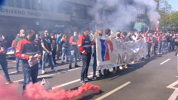 Una protesta de los trabajadores de Petronor.