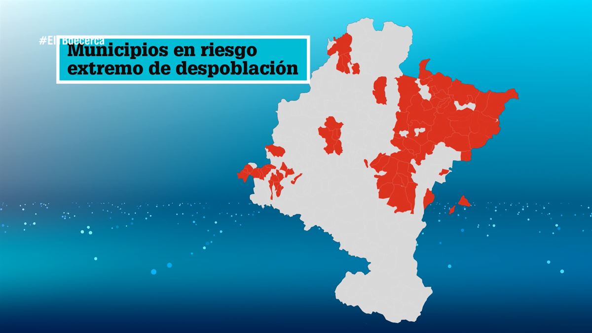Mapa de Navarra con los municipios en riesgo.