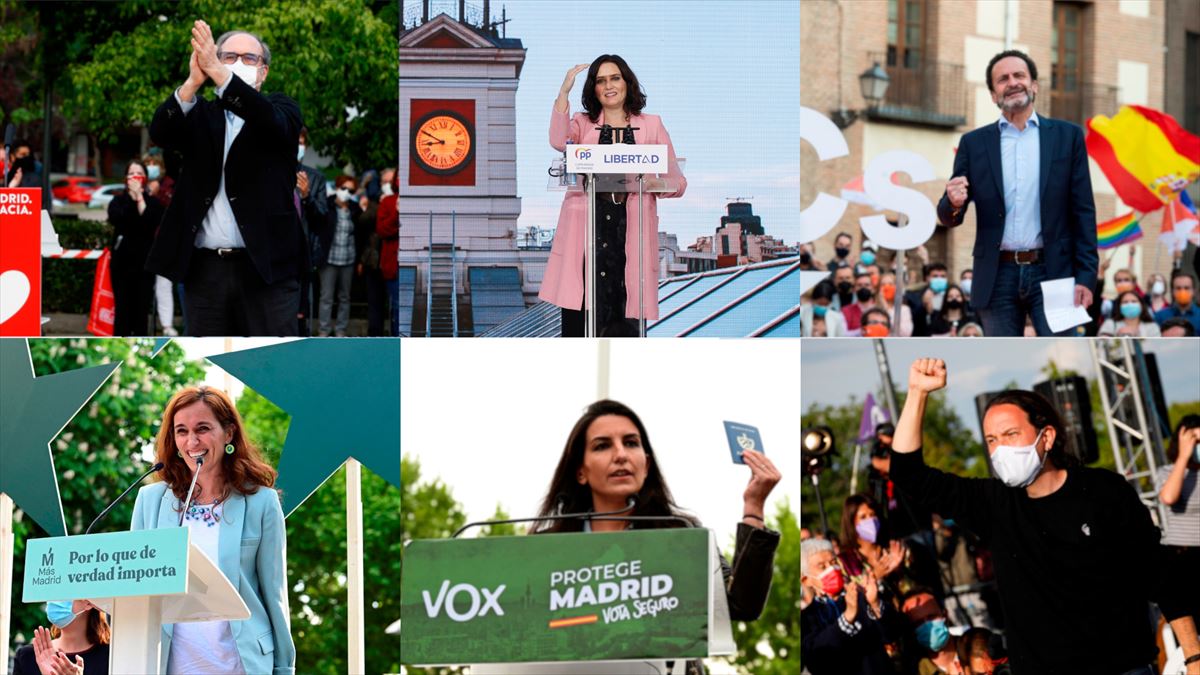 Candidatos de las elecciones del 4 de mayo en la Comunidad de Madrid