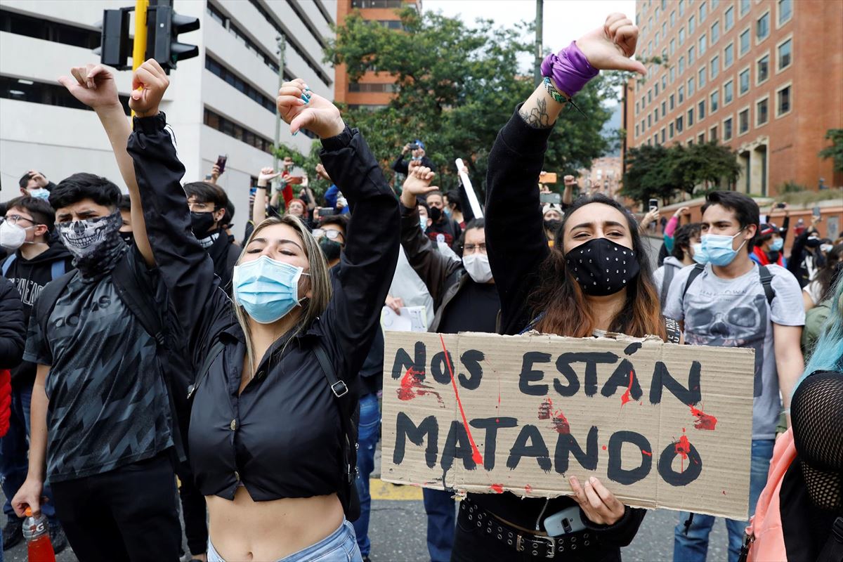 Una protesta de estudiantes en Bogotá