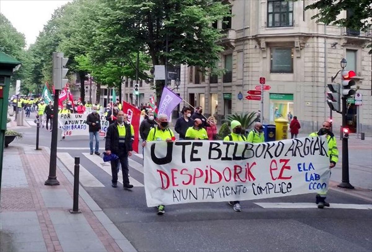 Manifestación de la UTE Bilboko Argiak. Foto de archivo: ELA