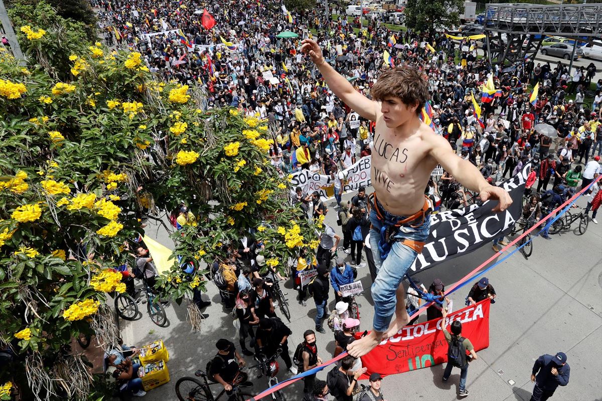 Manifestación multitudinaria en Bogotá.