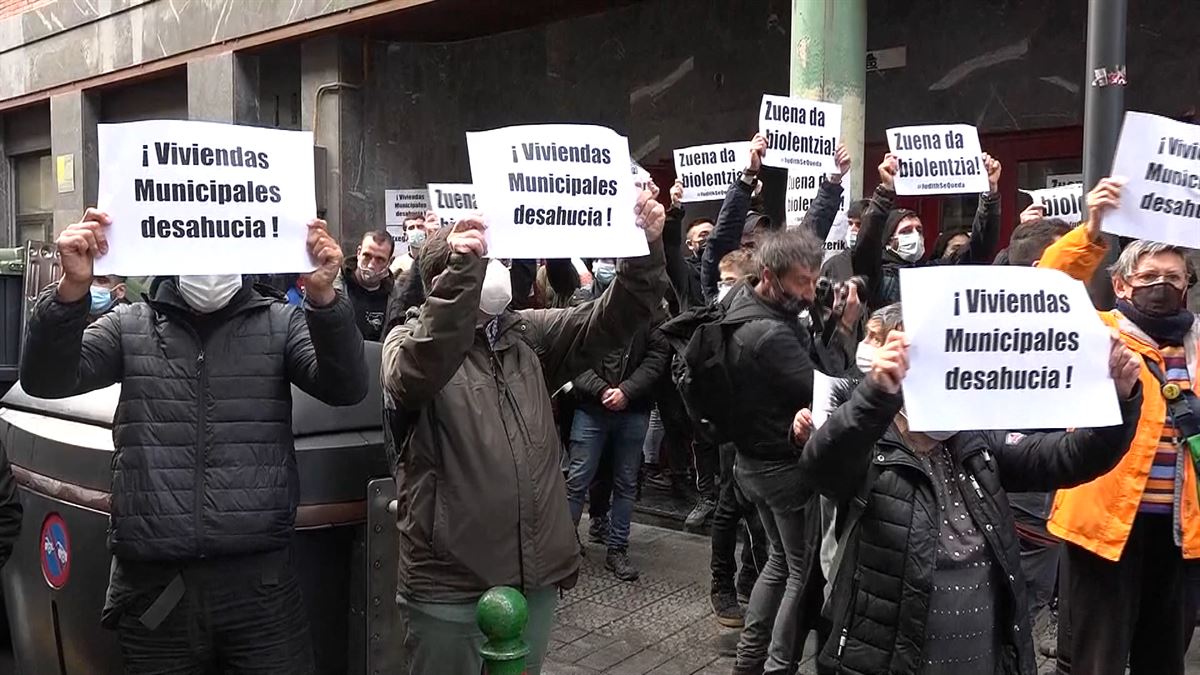 Una movilización contra los desahucios en Bilbao. Imagen de archivo: EiTB Media