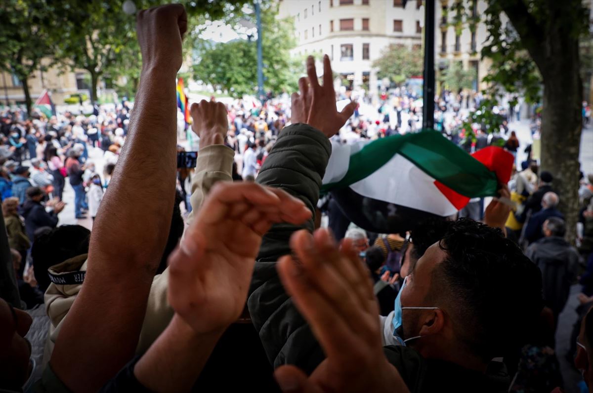Antigua movilización en apoyo a Palestina en San Sebastián.