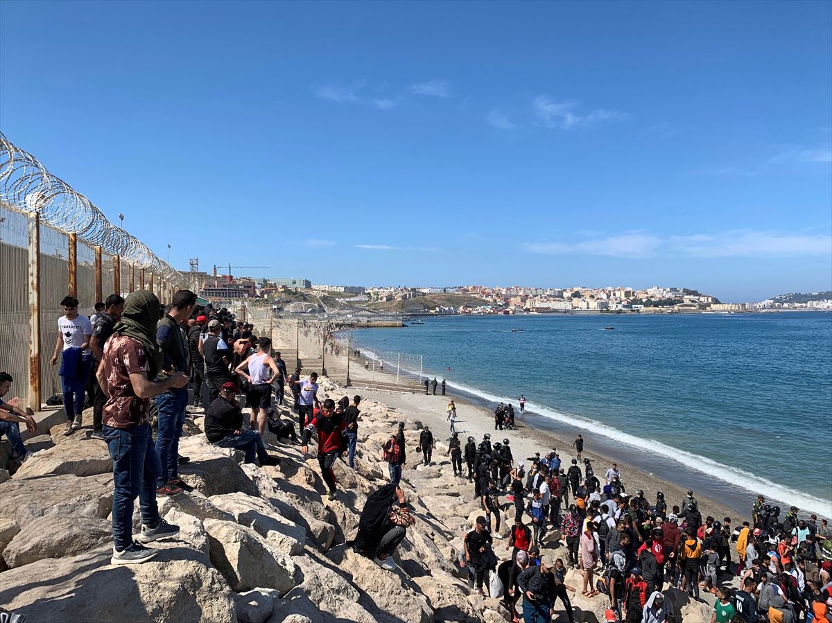 Migrantes esta semana en Ceuta