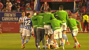 Goles y celebraciones de los jugadores del Sanse tras lograr el ascenso a Segunda