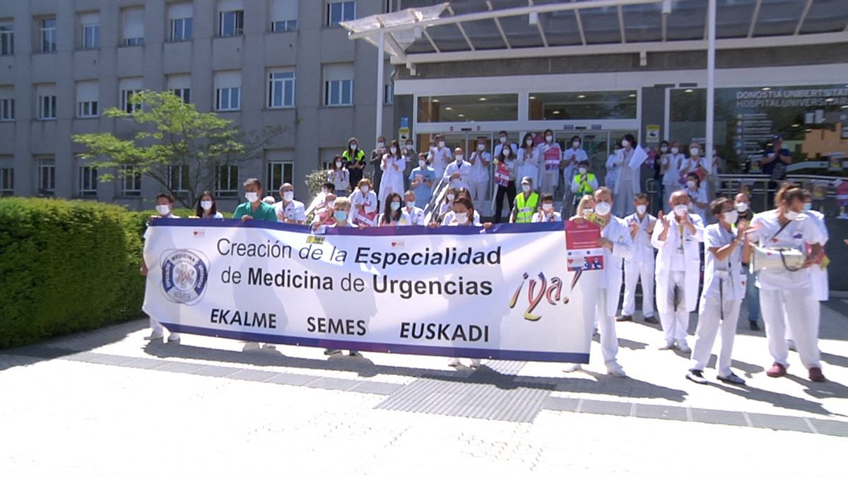 Protesta de los urgenciologos. Imagen: EITB Media