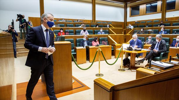 El lehendakari Urkullu en el Parlamento Vasco. Foto: Efe