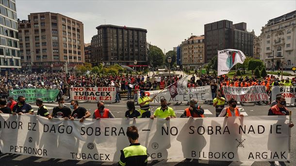 Tubacexeko langileen manifestazio jendetsua, maiatzean, Bilbon. 