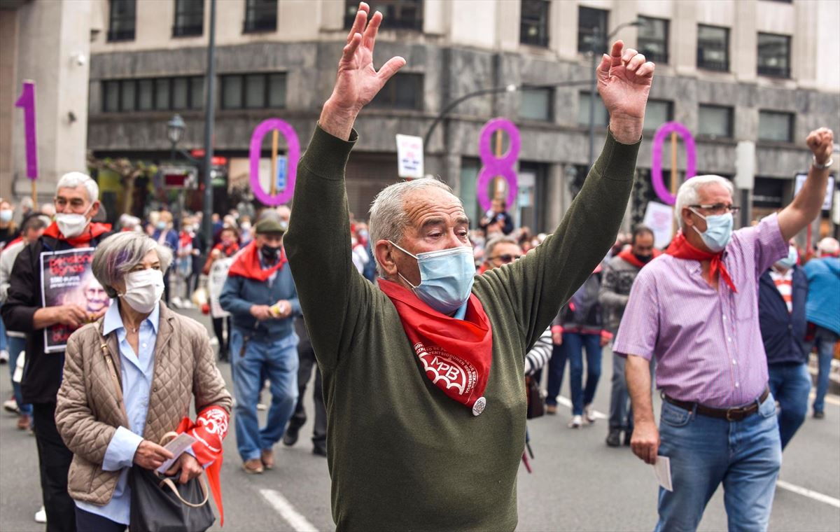 Manifestación de pensionistas en Bilbao. Foto de archivo: EFE